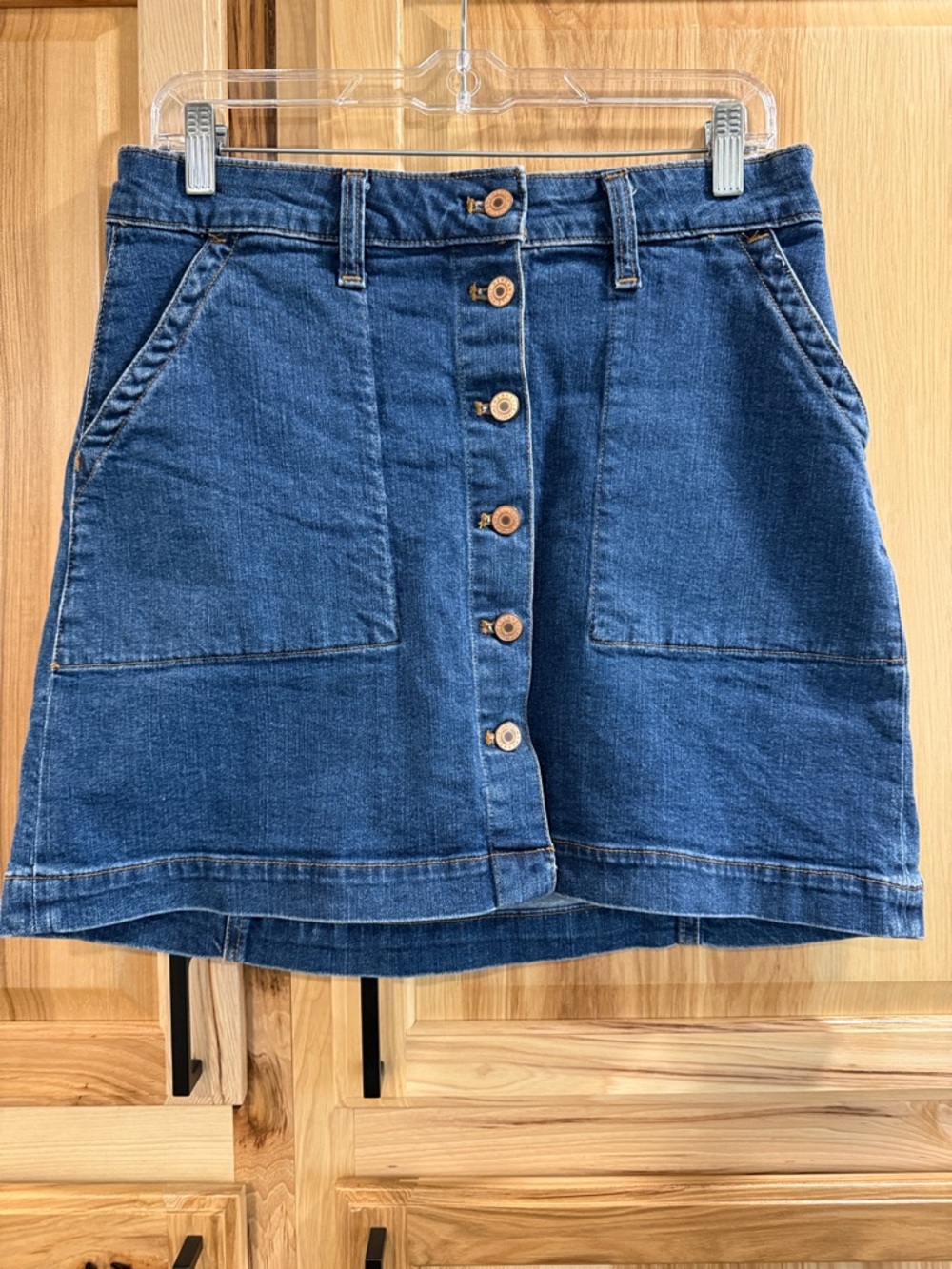 J. Crew Mercantile Blue Denim Button-Front Classic Minimalist Mini Skirt Size 4